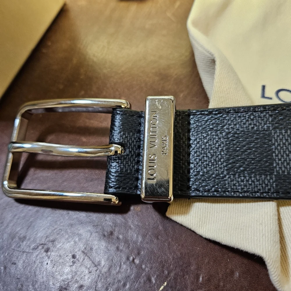 Louis Vuitton Men's Damier Graphite Belt 95cm, Size 38 - Picture 1 of 8